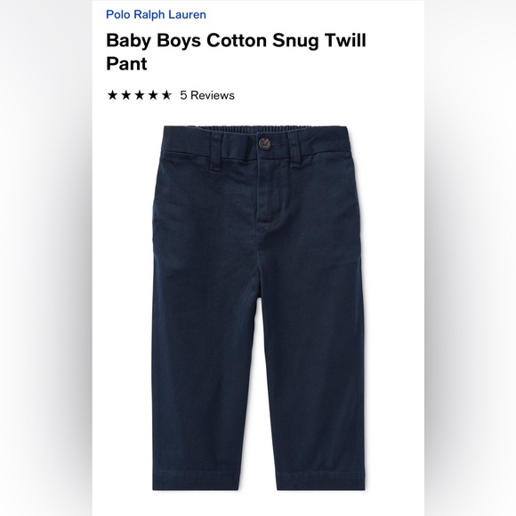 Polo Ralph Lauren crisp cotton twill pants, Navy, 3 months - Picture 4 of 4